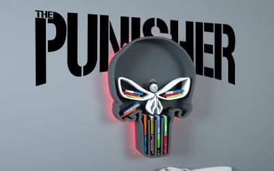 Model 3D półki na książki Punisher