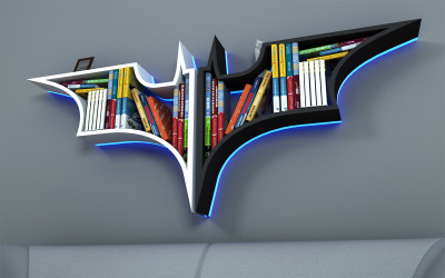 Modelo 3D da estante de livros do Batman