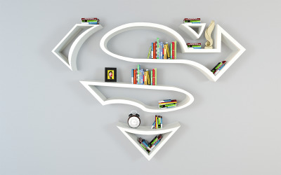 Modelo 3D da estante de livros do Superman