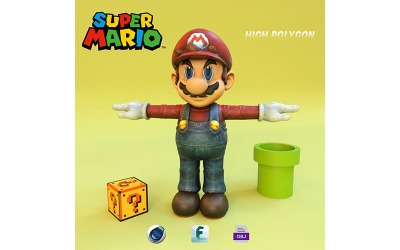 Modelo 3D de los Hermanos Super Mario