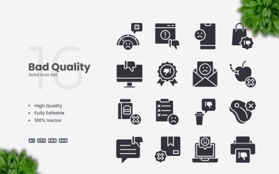 16 Bad Quality Solid Icons Set