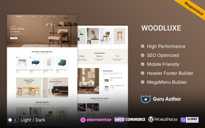 Woodluxe - Thème WooCommerce polyvalent et réactif pour meubles, décoration d&amp;#39;intérieur, art et artisanat