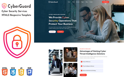 Cyberguard - Plantilla de sitio web adaptable a HTML5 para servicios de ciberseguridad
