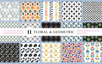 Modern Botanical &amp;amp; Abstract Vector Backgrounds | Floral &amp;amp; Geometric Seamless Pattern Vector