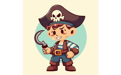 Cartoon-Piratenjunge mit Sichel