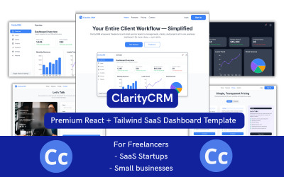 ClarityCRM – szablon panelu administracyjnego SaaS React + Tailwind i CRM