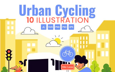 10 Illustrationer av stadscykling