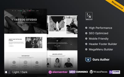 Inkology - Studio tatuażu i body art WordPress Elementor Responsywny, wielofunkcyjny motyw