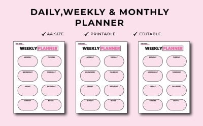 Weekly Planner Template | Printable &amp;amp; Editable Organizer Layout