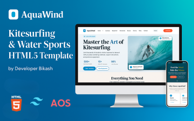 AquaWind - Modello HTML5 professionale per il kitesurf