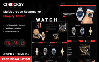 Clocksy - E-ticaret için Duyarlı Shopify Saat Mağazası Teması