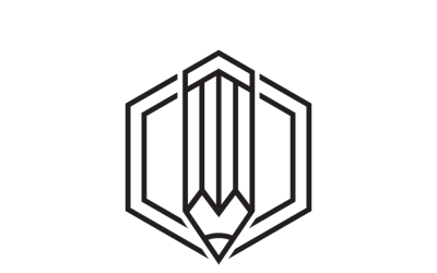 Pencil and Hexagon Concept Logo Design