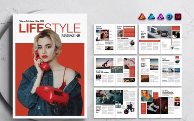 Designmall för livsstilstidning för MS Word, InDesign och Affinity Suites