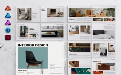 Interior Design Brochure Template Landscape for MS Word, InDesign and Affinity Suites