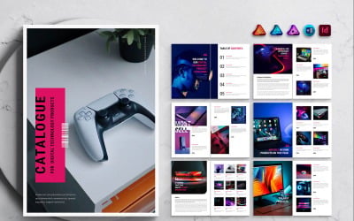 Mall för produktkatalog för gadgets för MS Word, InDesign och Affinity Suites