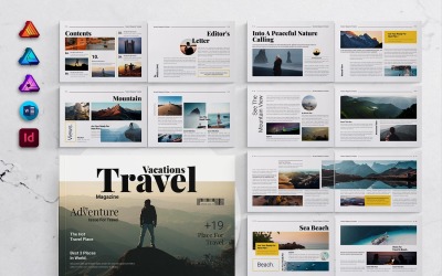 Travel and Vacation Magazine Landscape for MS Word, InDesign, Affinity Suites