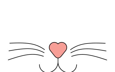 Vector Flat Cat Nose Isolated on White