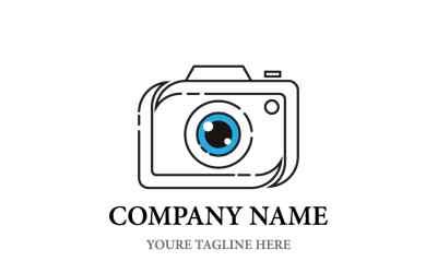 Modello di logo della linea della fotocamera