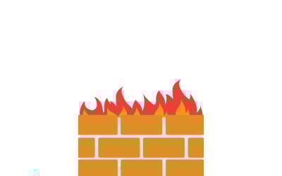 Modern Firewall Security Icon Flat Vector Illustration