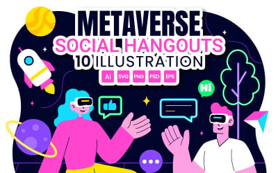 10 illustrationer för sociala hangouts i Metaverse