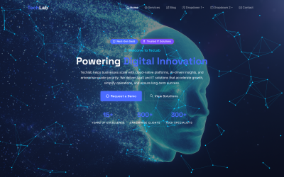 Techlab – Prémium IT megoldások és SaaS landing page sablon