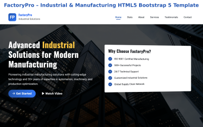 FactoryPro – 工业和制造业 Bootstrap 主题