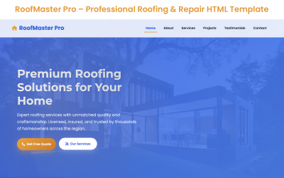 RoofMaster Pro – Modèle de site web Bootstrap HTML pour solutions de toiture haut de gamme