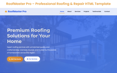 RoofMaster Pro – Premium dakbedekkingsoplossingen HTML Bootstrap websitesjabloon