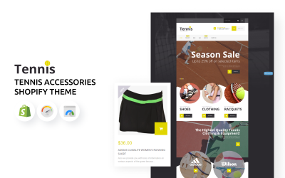 Tennistillbehörsbutik Shopify-tema