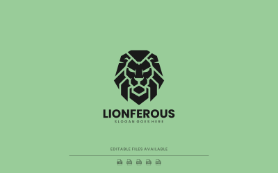 Design del logo con testa di leone in grassetto