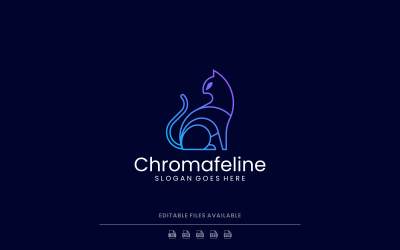 Gradient Line Art Cat Logo Design
