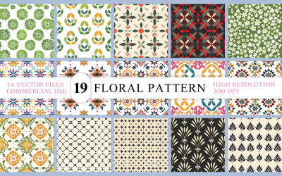 Klassisches Ornamentfliesenmuster-Set | Elegantes geometrisches Ornamentmuster | Nahtloses Blumenmuster