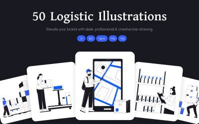 Logistic Shipping Illustration Art Set