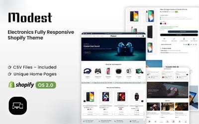 Modest — тема нового поколения для Shopify OS 2.0 в категории «Электроника»