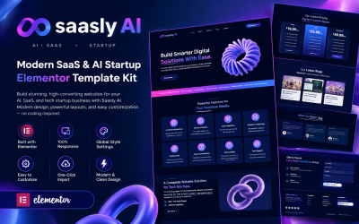 Saasly AI – Modern SaaS, Tech, AI  &amp;amp; Startup Business Elementor Template Kit
