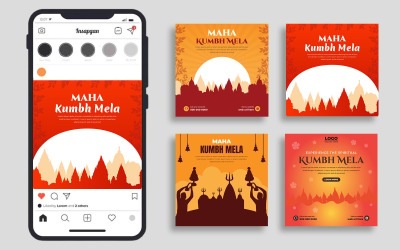 Modèle de bannière de publication sur les réseaux sociaux Kumbh Mela Ver-1