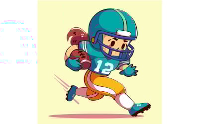 Cartoon Girl Playing American Football