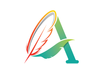 Letter A and Feather Logo Template