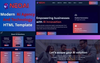 Modèle HTML d&amp;#39;agence d&amp;#39;IA et de technologie moderne