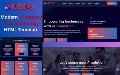Plantilla HTML para agencias de inteligencia artificial y tecnología moderna