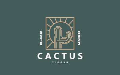 Logo Cactus Pianta del Deserto Vettore V2