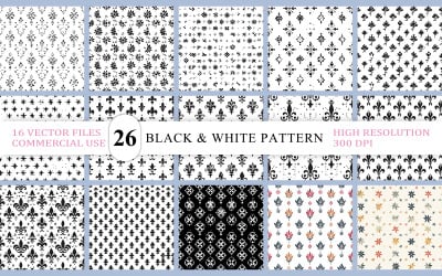 Ensemble de motifs floraux noirs et blancs sans couture | Motif floral vintage sans couture