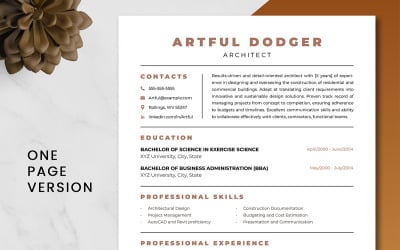 Architect Resume Template | Professional Resume Template Without Photo