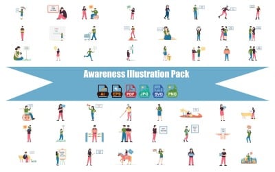 Awareness Illustration Pack – Social Causes, Charity, Environment &amp;amp; Community Support Vector Set
