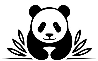 A panda vector art illustration silhouette