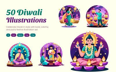 Diwali illustrationskonstset