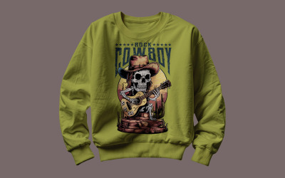 Rock Cowboy Shirt Design | Western Country Music PNG | Digital Sublimation T-Shirt Design