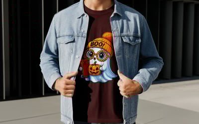 Cute Halloween Ghost Digital Shirt Design | Spooky PNG