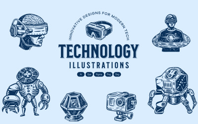 Vintage Technology Illustration Set