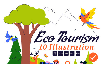 10 Eco Tourism Travel Destination Illustration